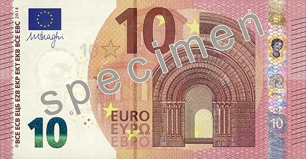 Toisen sarjan 10 euron seteli: etusivu