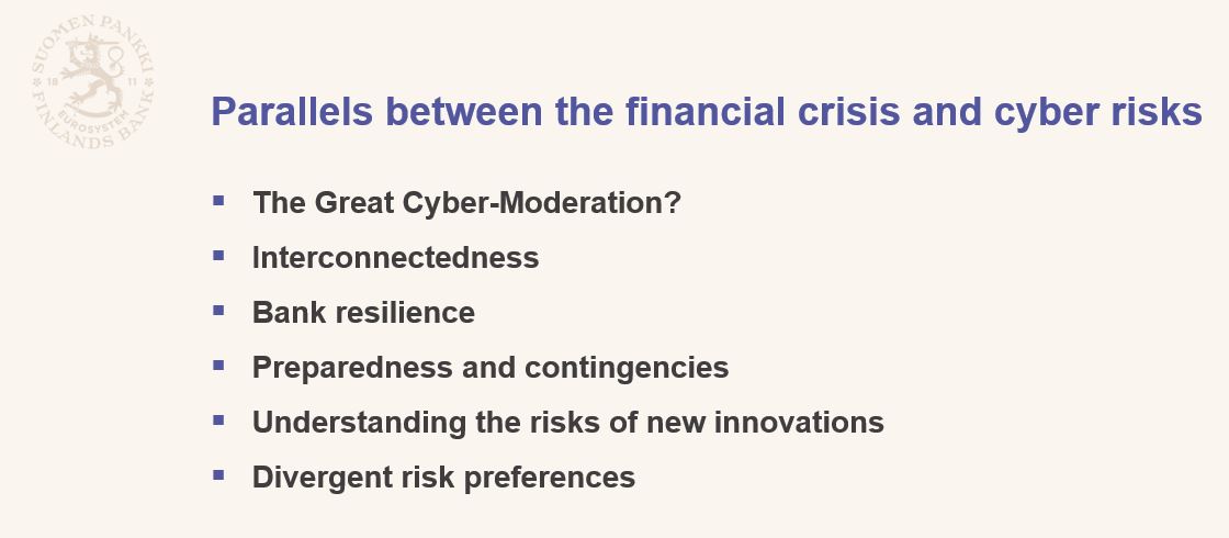 Parallels between the financial crisis and cyber risks